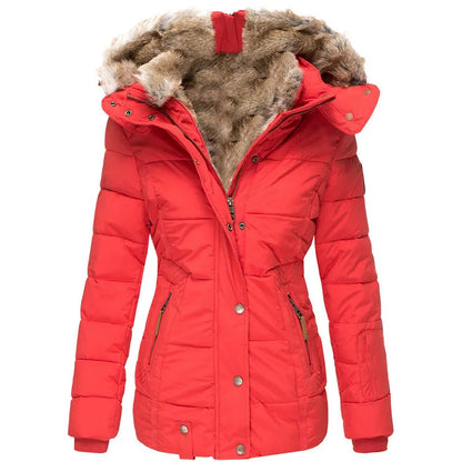 Women’s Puffer Coat with Faux Fur Hood