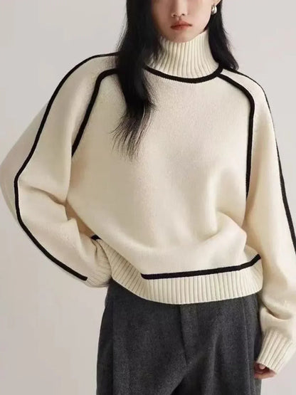 Alara | Contrast Trim Turtleneck Sweater
