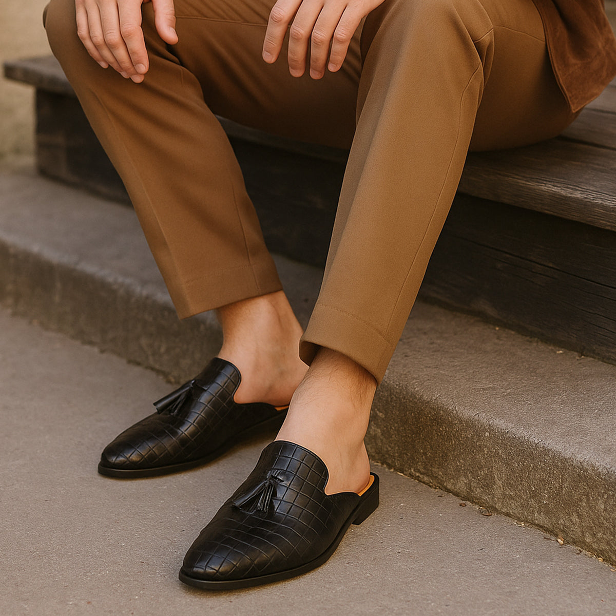 Men's Leather Mule Loafers Slip On