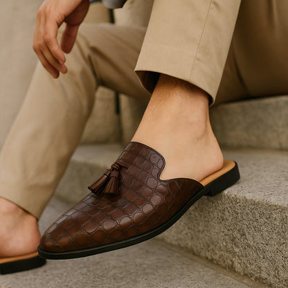 Men's Leather Mule Loafers Slip On