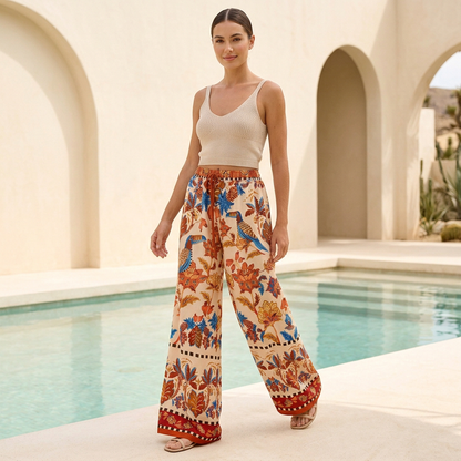 Women's Wide Leg High Waist Pants Flowing Boho Style