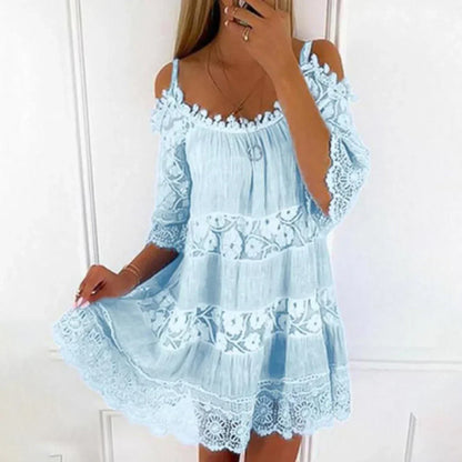 Women's Crochet Lace Mini Dress Embroidered