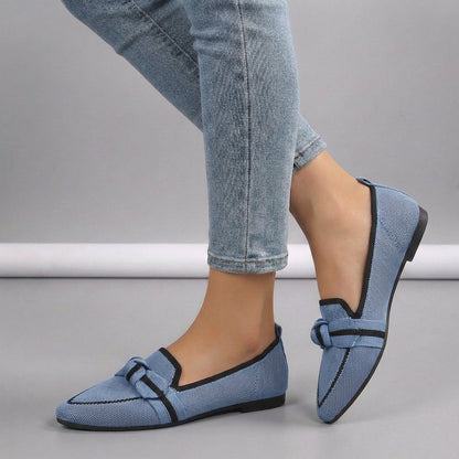 Women's Knitted Slip-On Loafers Pointed Toe