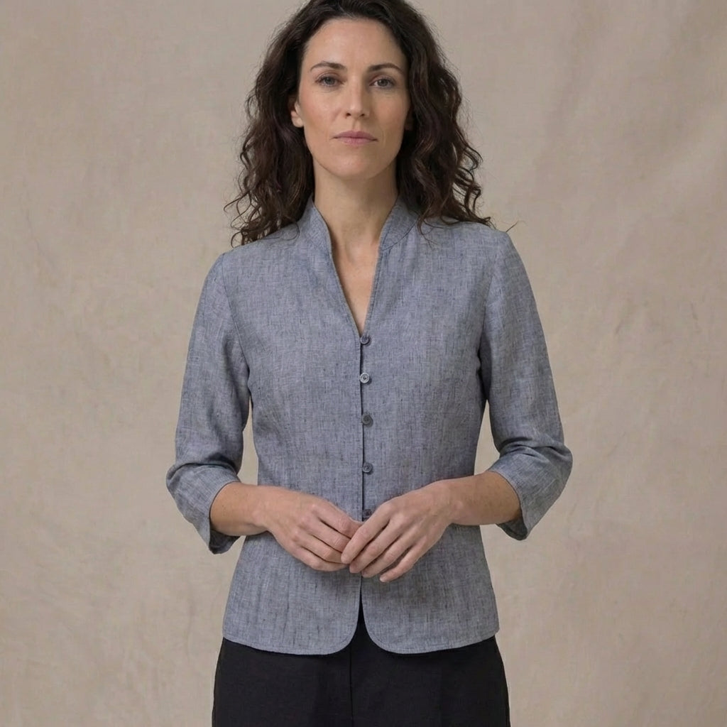 Structured Mandarin Blouse for Women – Elegant & Versatile Caliboot