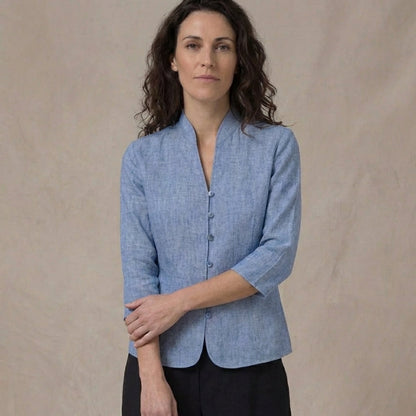 Structured Mandarin Blouse for Women – Elegant & Versatile Caliboot