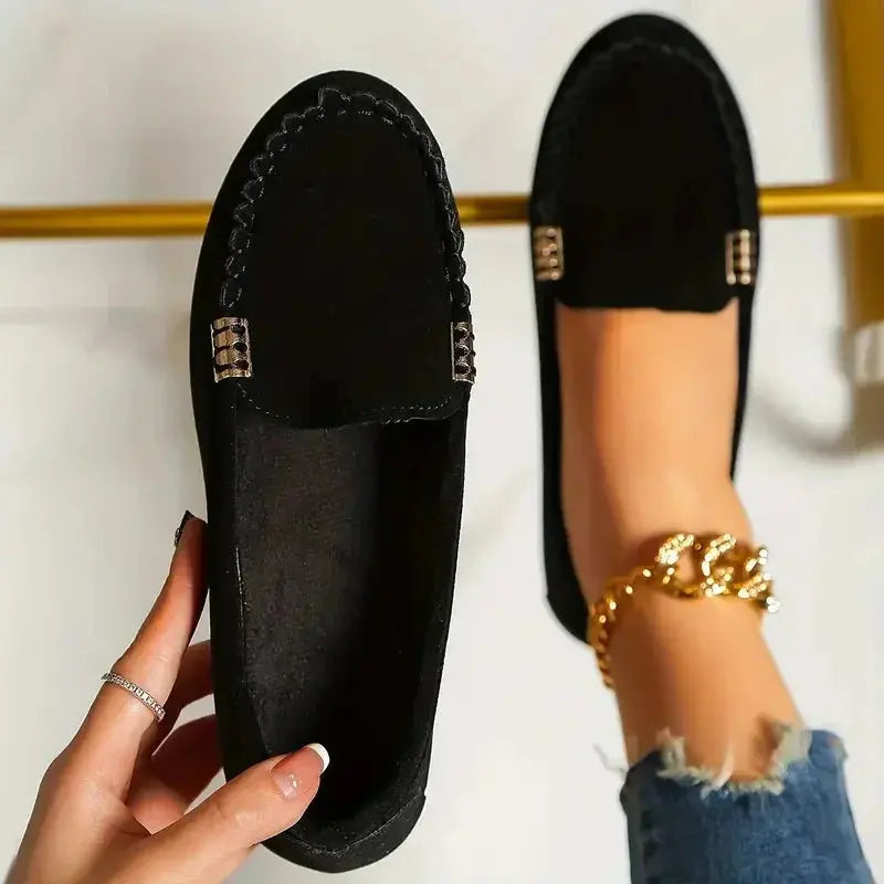 Women's Black Loafers Lightweight Comfort - 
Fashinoza
