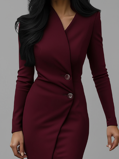 Women's Long Sleeve Wrap Midi Dress