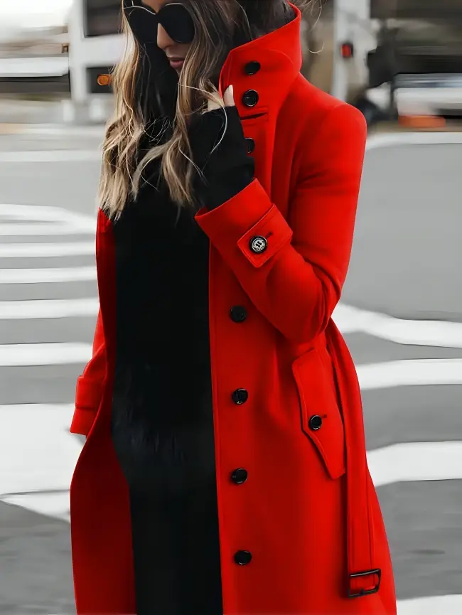 Longline Women's Coat with High Collar – Elegant & Versatile-Caliboot