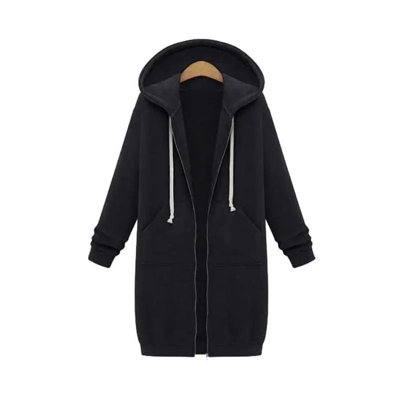 Women's Longline Zip Hoodie Cozy Fleece - 
Fashinoza
