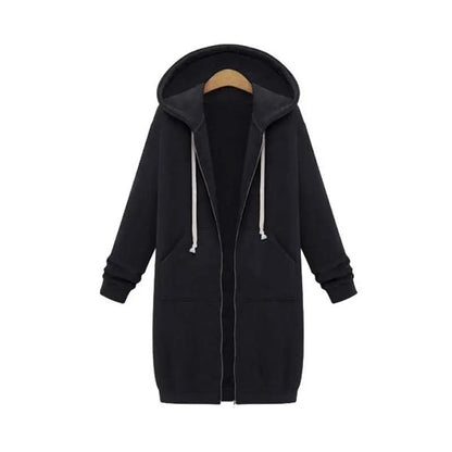 Women's Longline Zip Hoodie Cozy Fleece - 
Fashinoza
