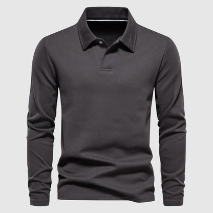 Men's Long Sleeve Polo Shirt Solid Classic Collar