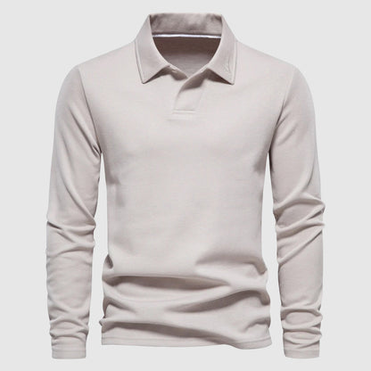 Men's Long Sleeve Polo Shirt Solid Classic Collar