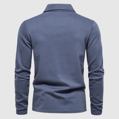 Men's Long Sleeve Polo Shirt Solid Classic Collar