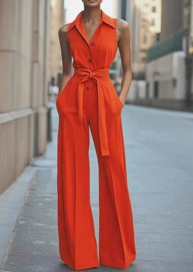 Alyssa | Women Summer Belted Button Jumpsuit