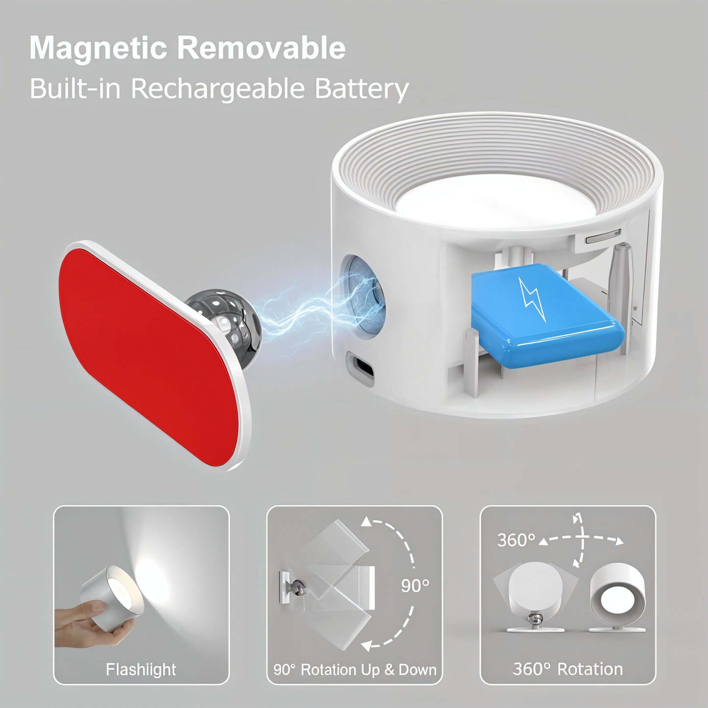 Magnetic Cordless Wall Lamp Rechargeable LED