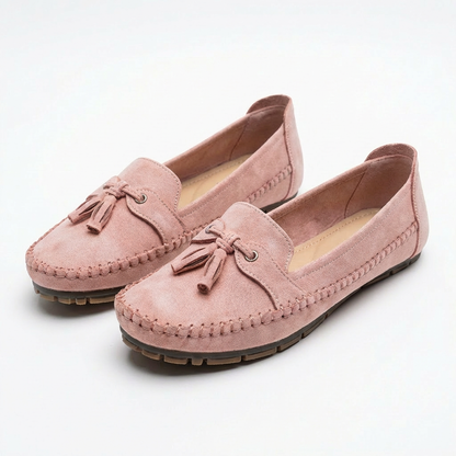 Women’s Slip-On Loafers PU Leather Ballet Flats with Decorative Tassels and Rubber Sole