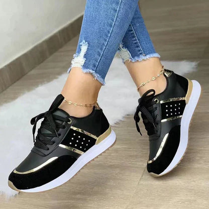 Women's Metallic Accent Lace-Up Sneakers
