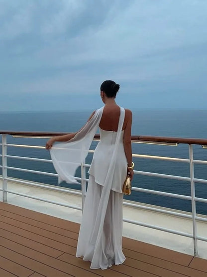 Strapless High-Slit Evening Dress