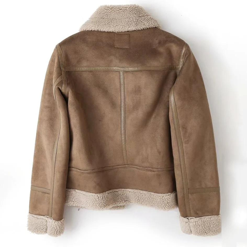 Macie Women's Leather Jacket Sherpa Lined Winter Black