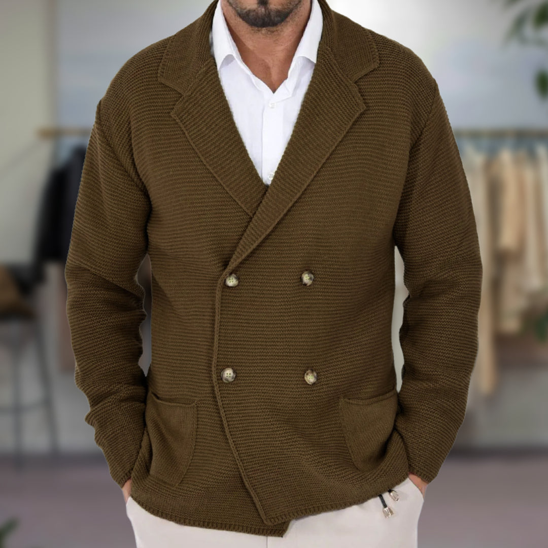 Men's Knit Cardigan Double-Breasted Blazer Style