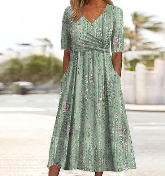 Women's Printed Summer Dress Wide Skirt - Fashinoza