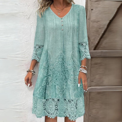 Women's Midi Lace Dress Long Sleeve