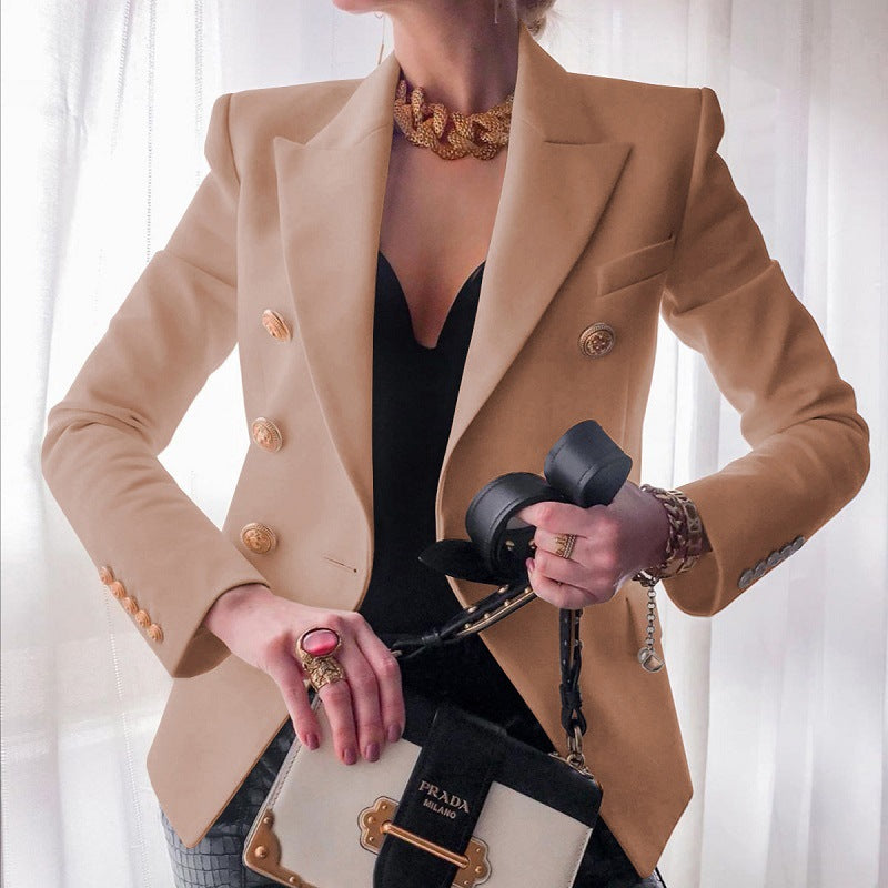 Women's Double-Breasted Blazer Gold Buttons