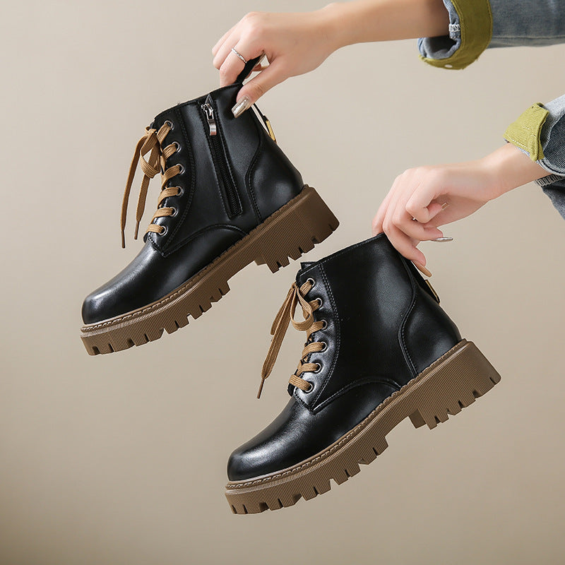 Women's Ankle Boots Side Zip Lace Closure