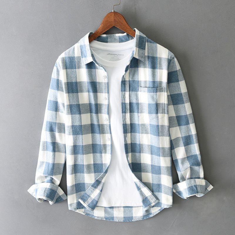 Men's Relaxed Fit Plaid Shirt Cotton Casual Button Down - 
Fashinoza