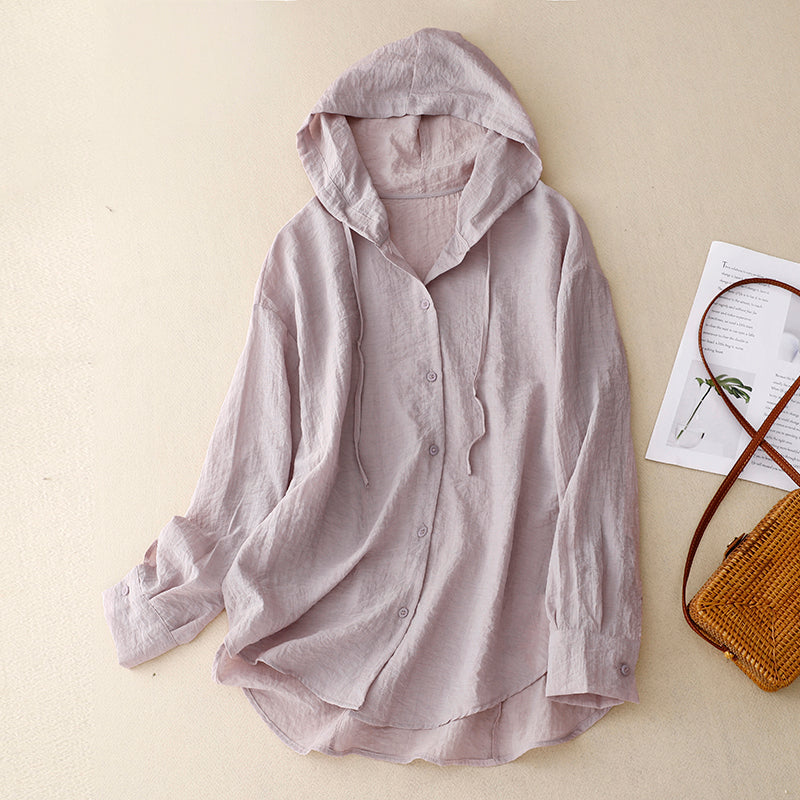 Women's Lightweight Button Hoodie - Fashinoza