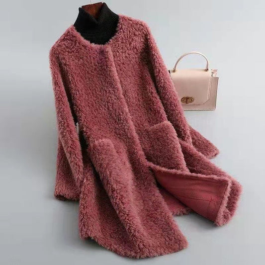 Women's Shaggy Knee Length Coat Cozy - 
Fashinoza