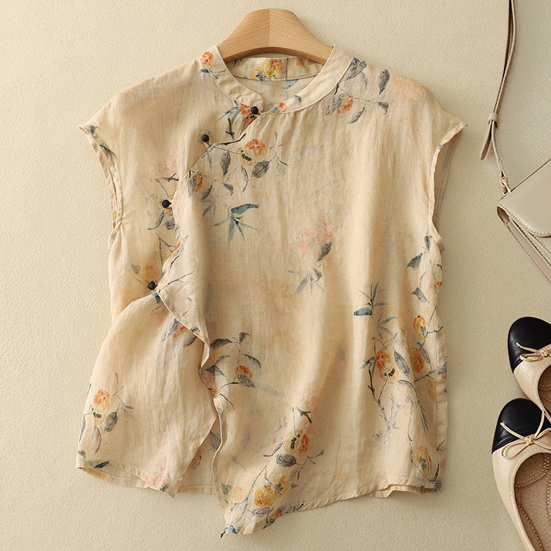 Women's Sleeveless Floral Blouse