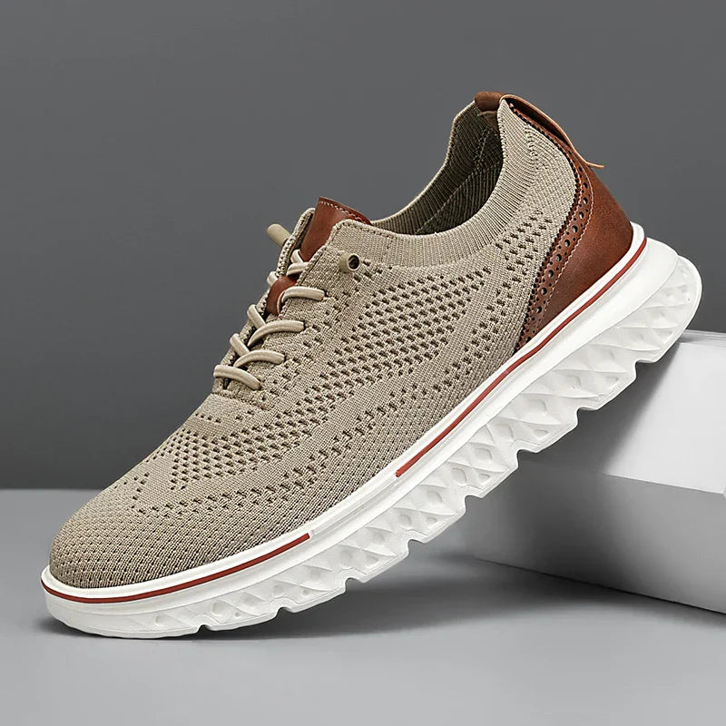 Men's Lace-Up Sneakers Knit Upper