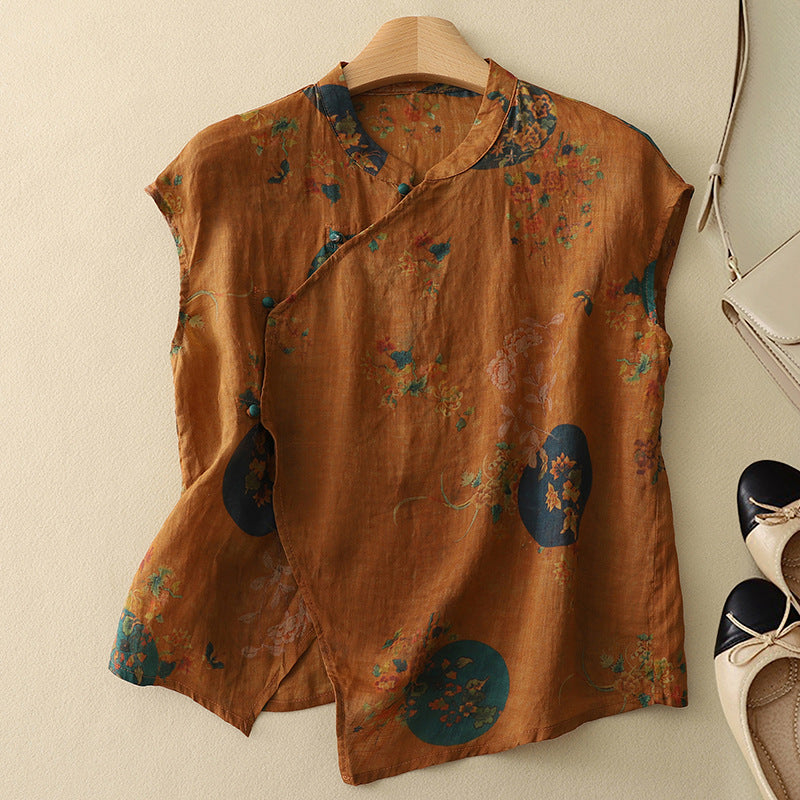 Women's Sleeveless Floral Blouse