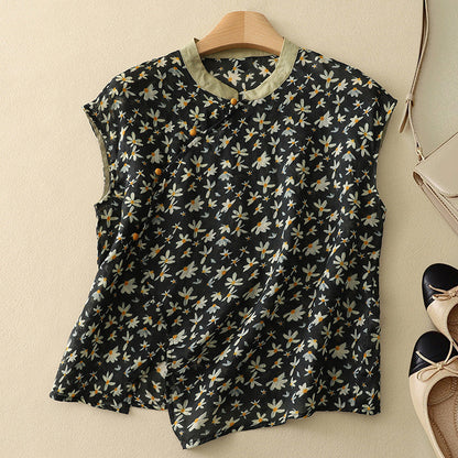 Women's Sleeveless Floral Blouse