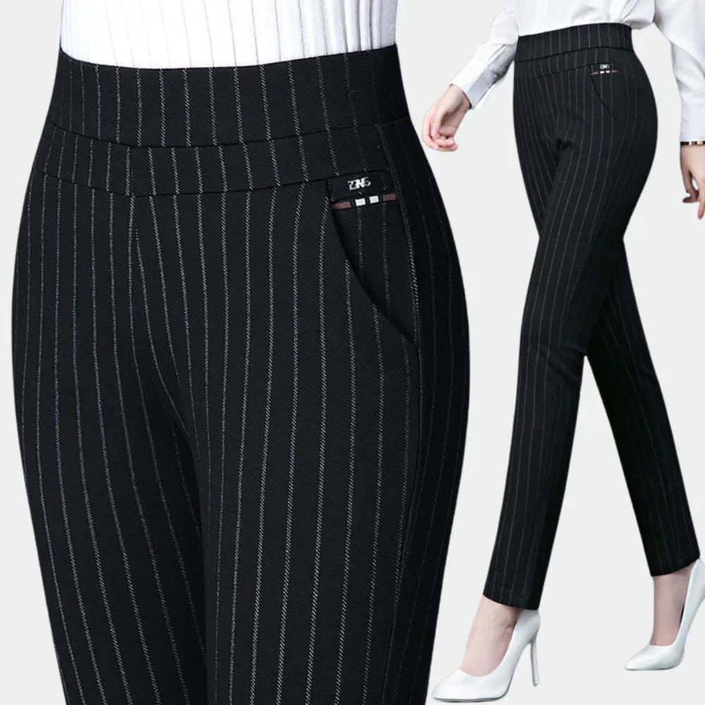 Women's High-Waisted Stretch Trousers - Fashinoza