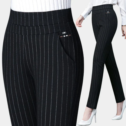 Women's High-Waisted Stretch Trousers - Fashinoza
