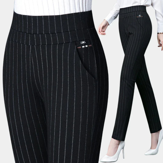 Women's High-Waisted Stretch Trousers - Fashinoza