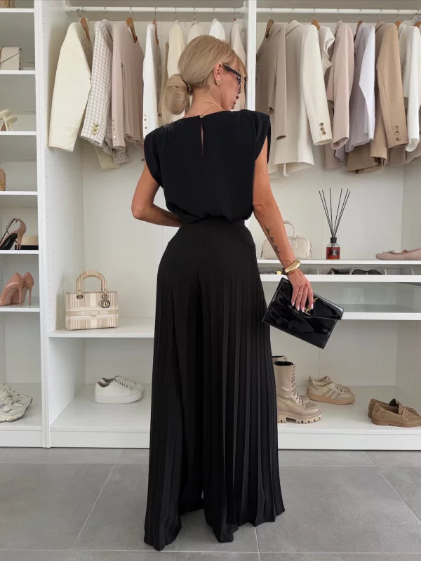 Women's Sleeveless And Wide Leg Pants Set