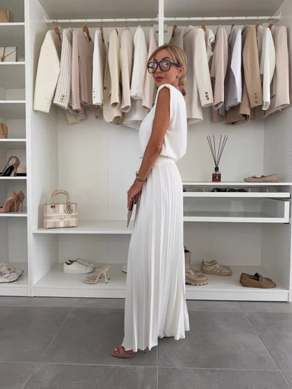 Women's Sleeveless And Wide Leg Pants Set