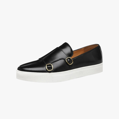 Men's Faux Leather Loafers Buckle Brown