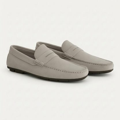 Men’s Cow Suede Penny Loafers Slip-On Moccasins with Breathable Insole and Rubber Sole