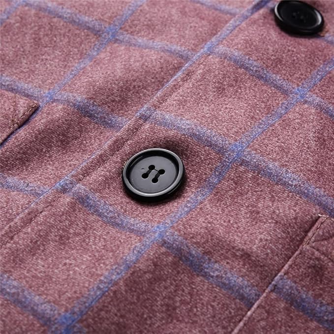 Men's Plaid Blazer Jacket Checked Double Breasted Wool