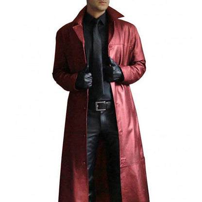 Men's Faux Leather Winter Coat Long - Fashinoza