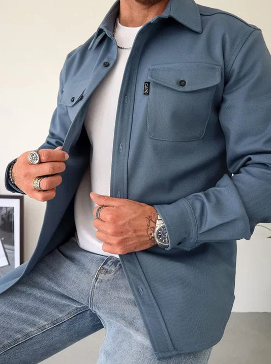 Men's Classic Utility Shirt Long-Sleeve Cotton - Fashinoza