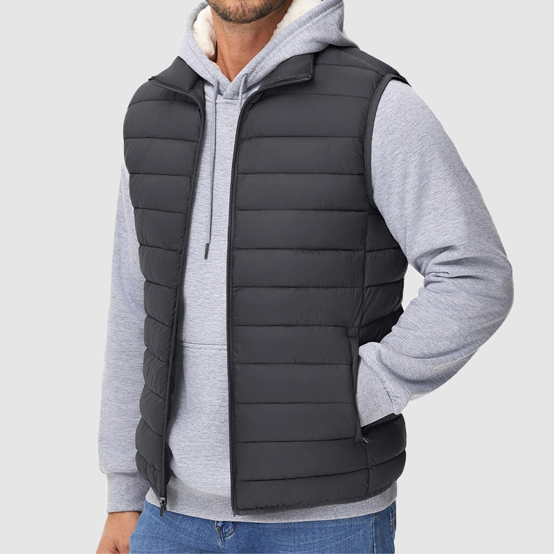Men's Packable Puffer Vest Waterproof Insulated Black - Fashinoza
