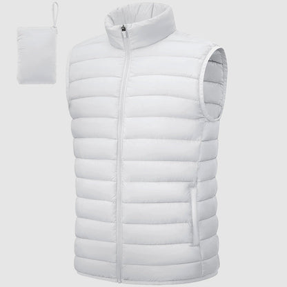 Men's Lightweight Packable Puffer Vest - Waterproof, Insulated, Stand Collar