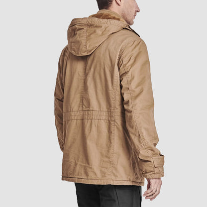 Men's Military Parka Jacket Fleece Lined Waterproof Black