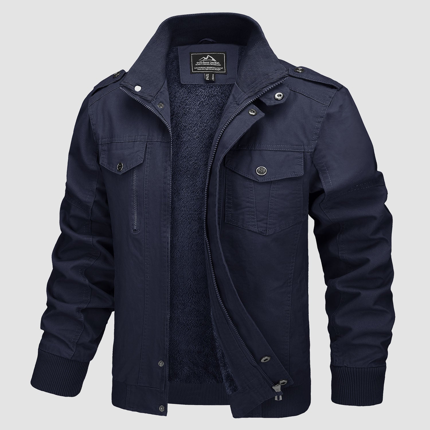 Men's Cotton Military Bomber Jacket Lightweight Zip-Up - Fashinoza