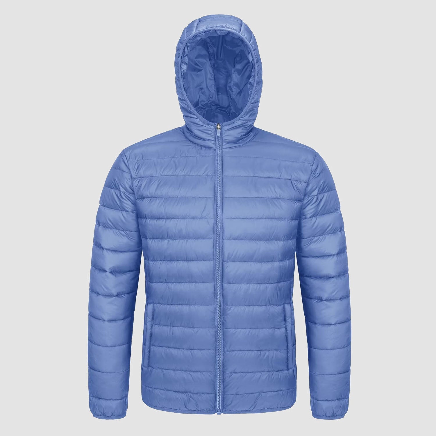 Men's Puffer Jacket Quilted Hooded Lightweight Black - Fashinoza